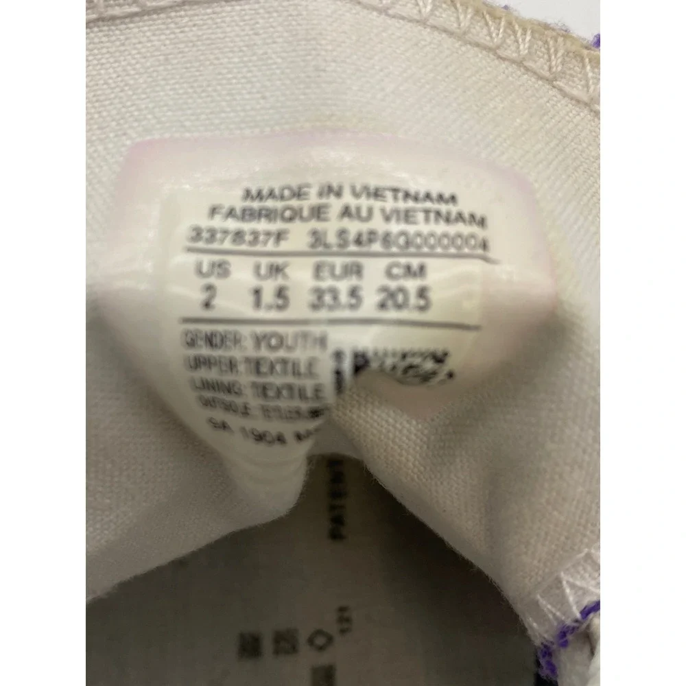 Converse Chuck Taylor All Star Low Top Purple Canvas Yth Sneakers 337837F Size 2